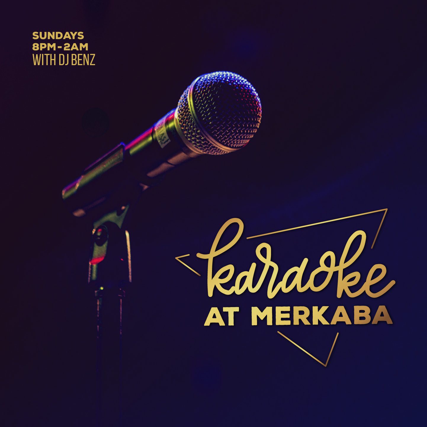 graphic for weekly karaoke on Sundays hosted by DJ Benz
